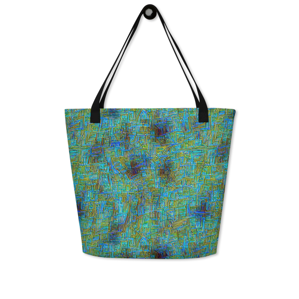 Neon Blueprint on Large Tote Bag W/ Pocket — Front