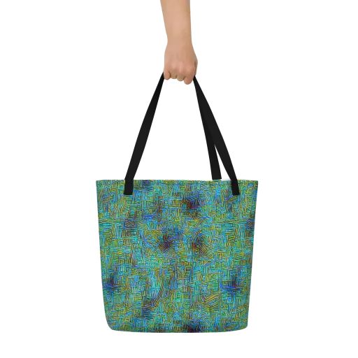 Neon Blueprint on a Large Tote Bag W/ Pocket