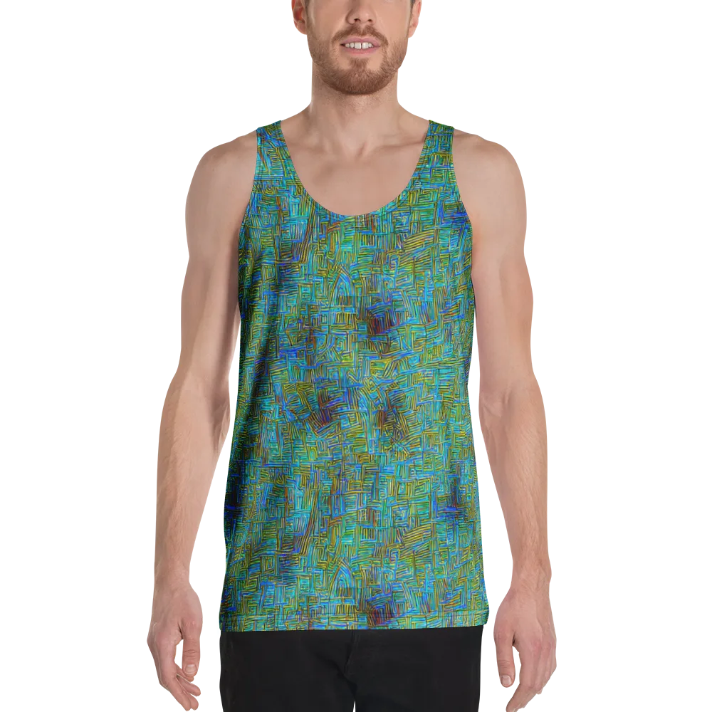 Neon Blueprint on Men's Tank Top — Front