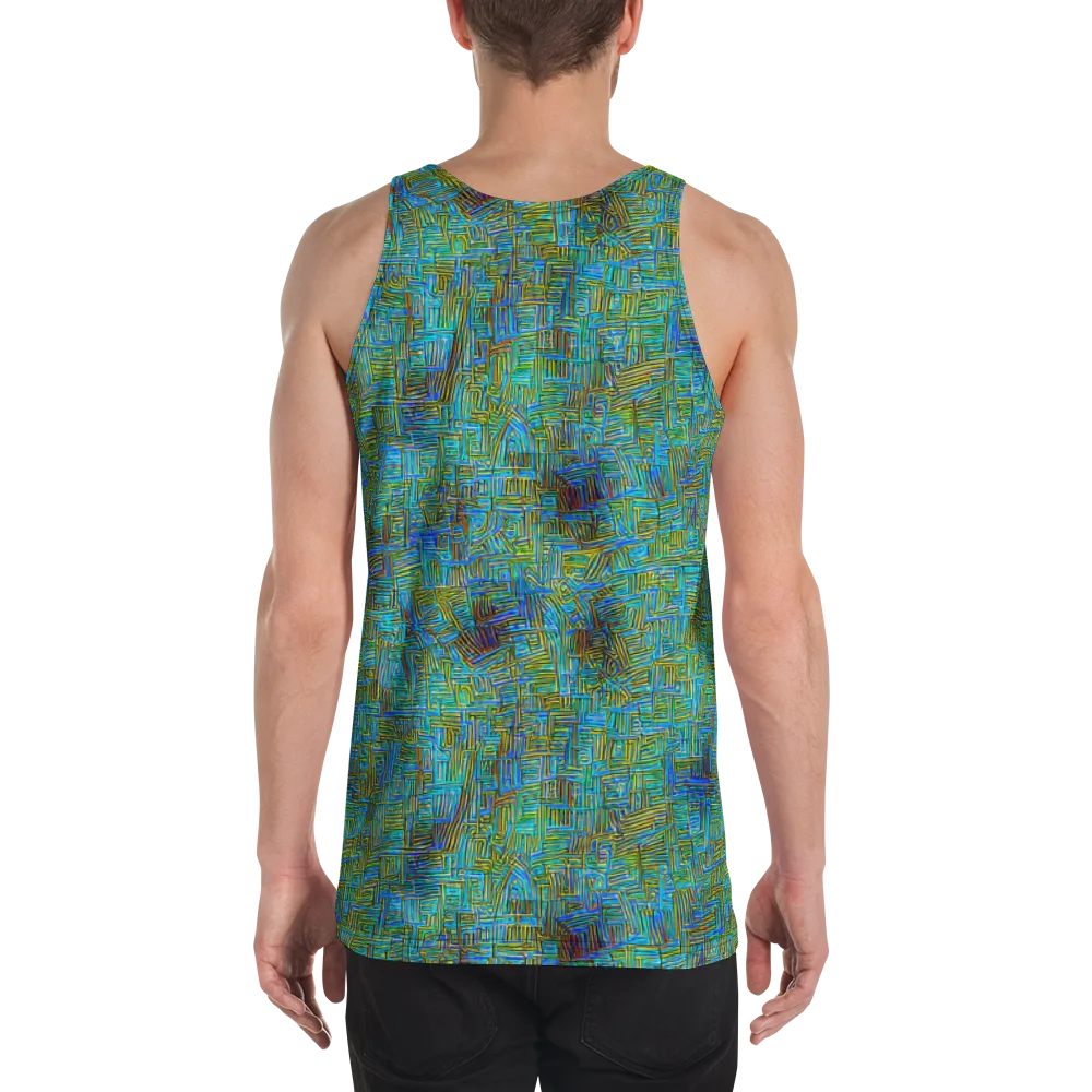 Neon Blueprint on Men's Tank Top — Back