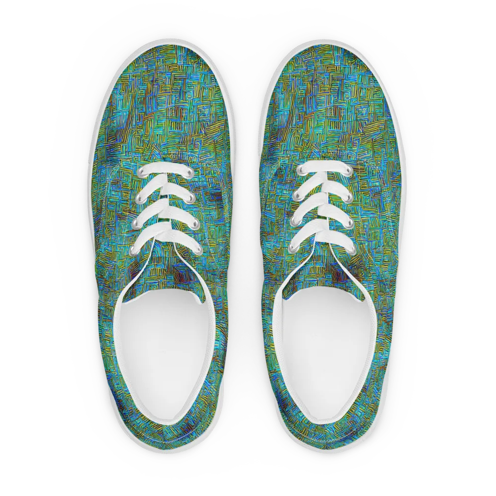 Neon Blueprint on Men's Lace-Up Canvas Shoes — Front