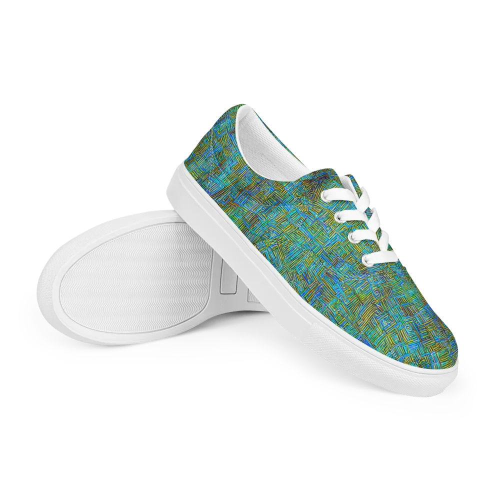Neon Blueprint on Men's Lace-Up Canvas Shoes — Right Front
