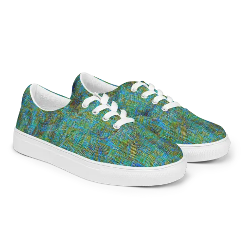 Neon Blueprint on a Men's Lace-Up Canvas Shoes