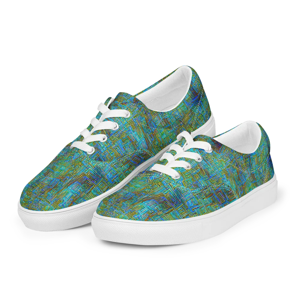Neon Blueprint on Men's Lace-Up Canvas Shoes — Left Front