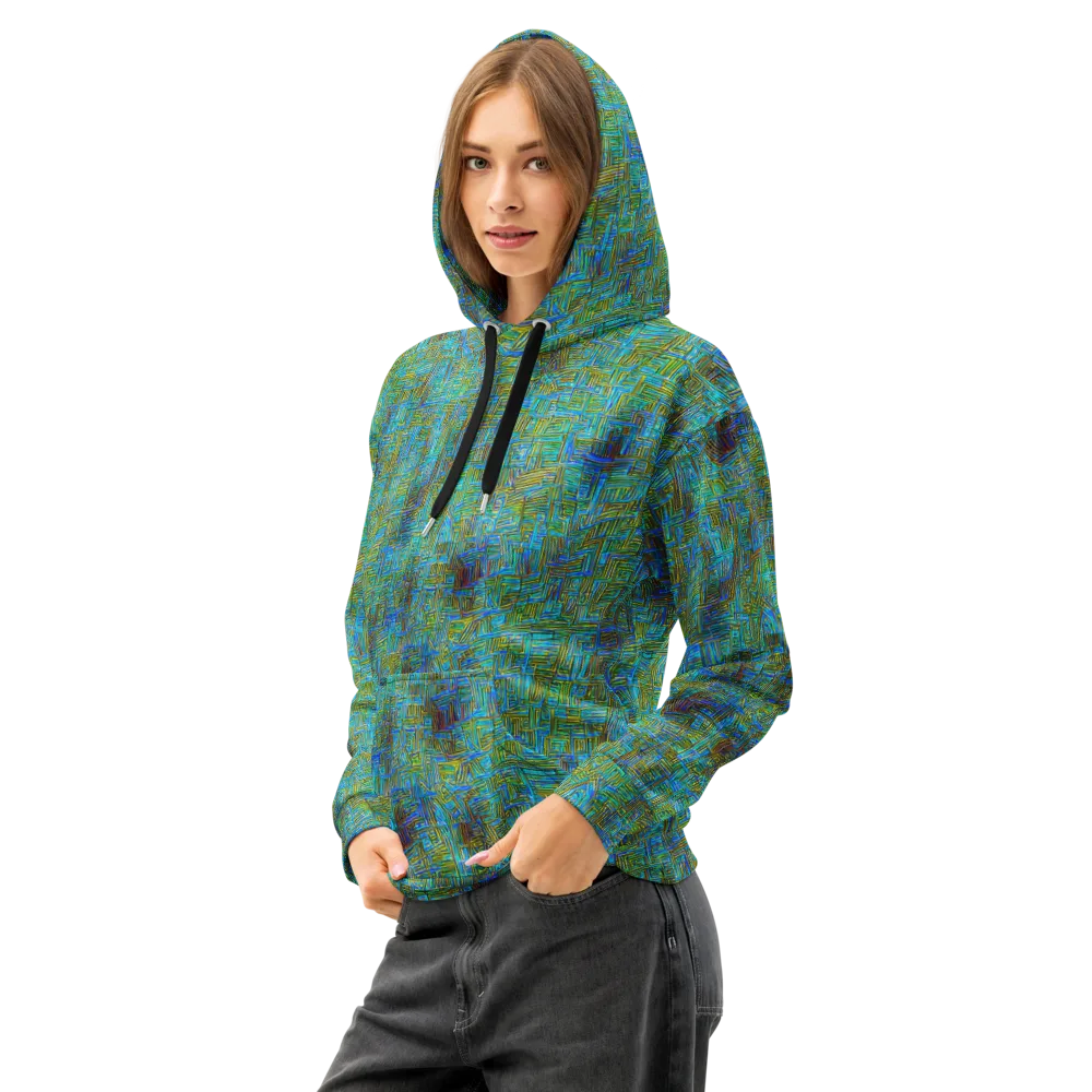 Neon Blueprint on Cotton Hoodie — Left Front