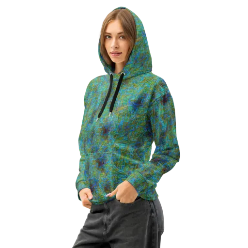 Neon Blueprint on a Cotton Hoodie