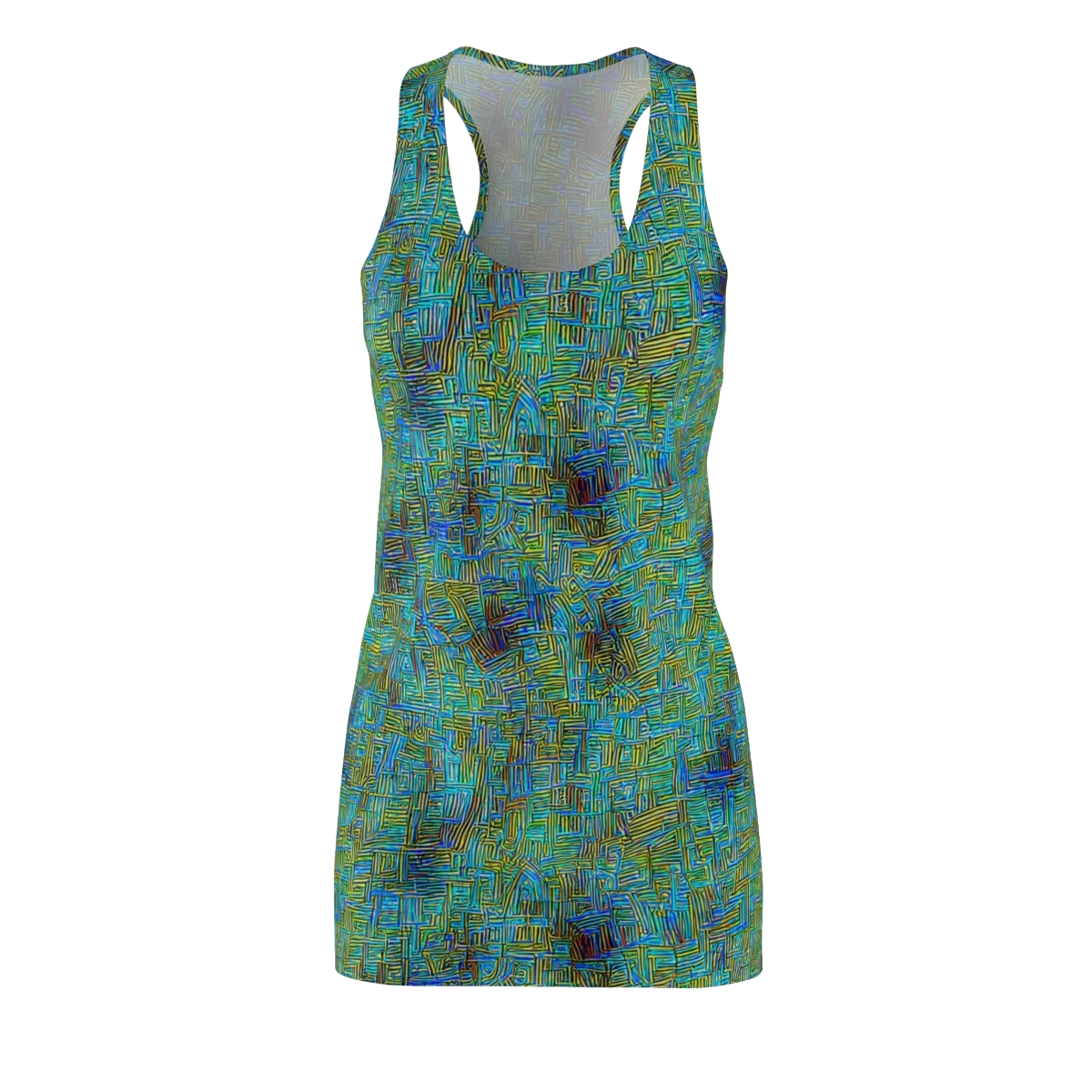 Neon Blueprint on Racerback Dress — Front