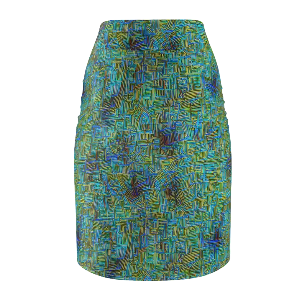 Neon Blueprint on Pencil Skirt — Back