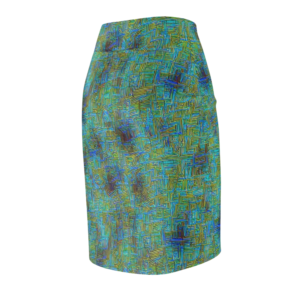 Neon Blueprint on Pencil Skirt — Back Side