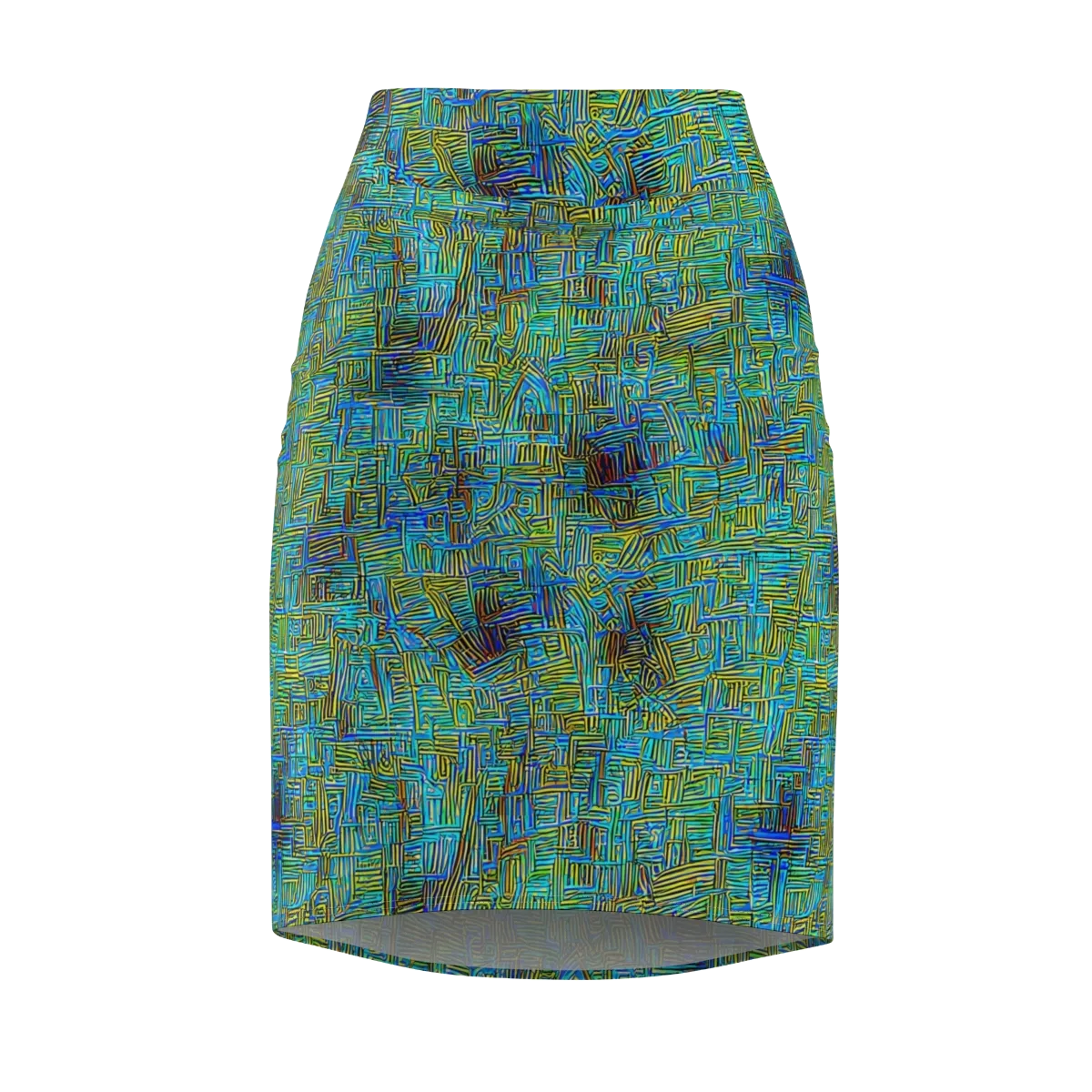 Neon Blueprint on Pencil Skirt — Front