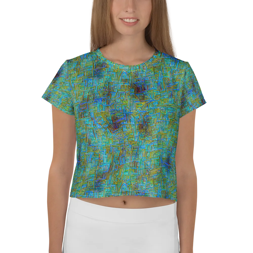 Neon Blueprint on Crop Tee — Front