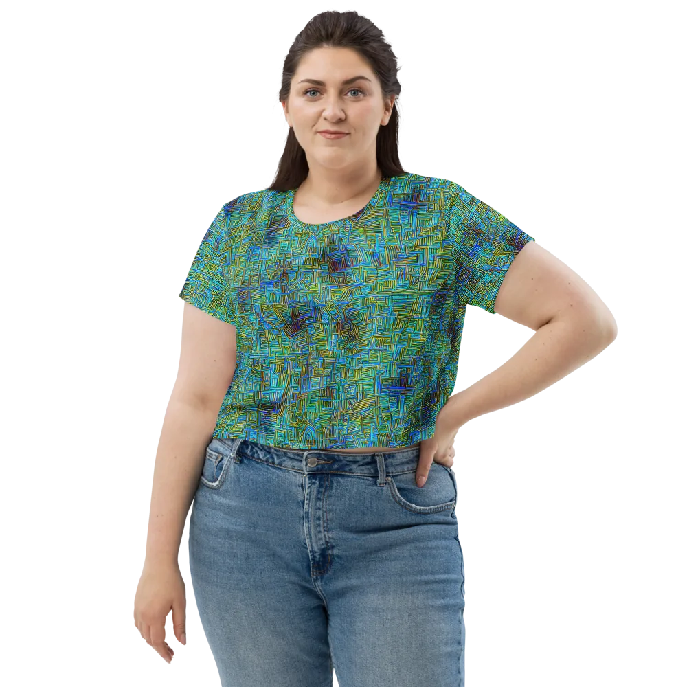 Neon Blueprint on Crop Tee — Front