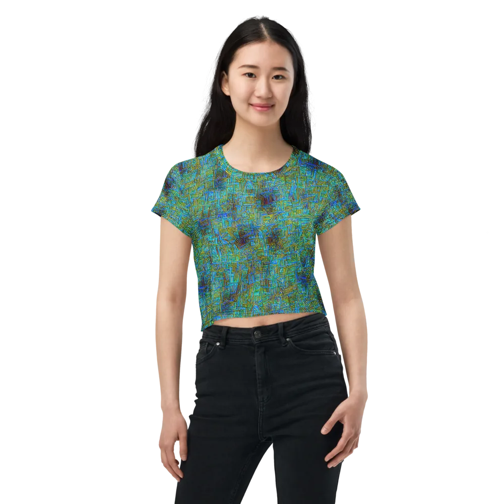 Neon Blueprint on Crop Tee — Front