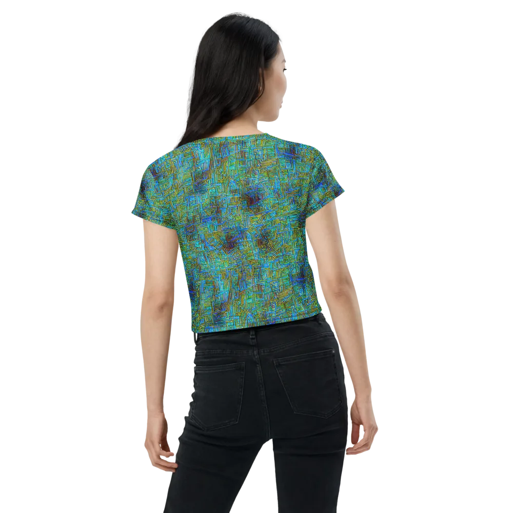 Neon Blueprint on Crop Tee — Back