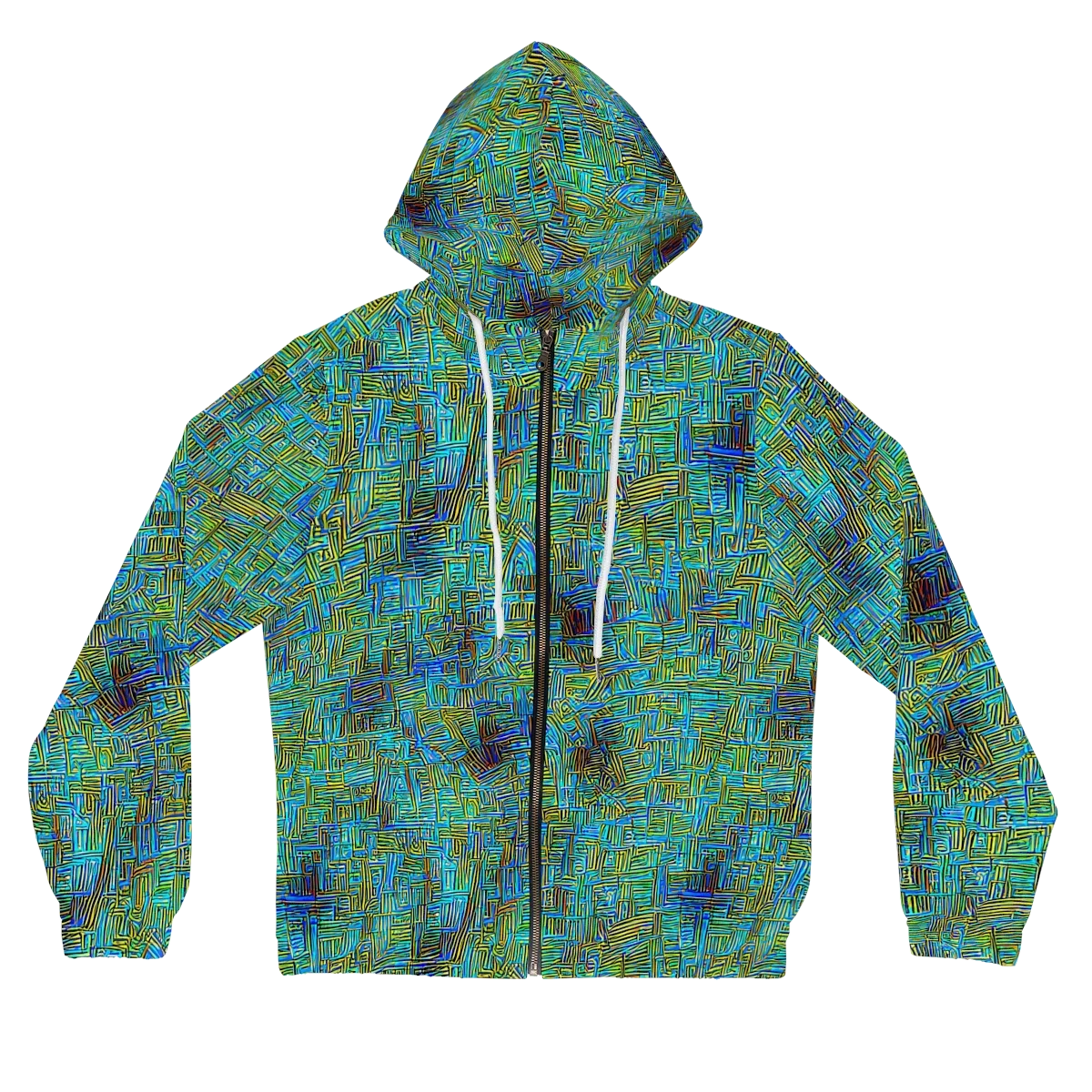 Neon Blueprint on Women's Full-Zip Hoodie — Front