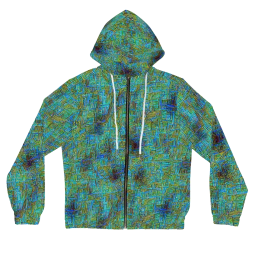 Neon Blueprint on a Women's Full-Zip Hoodie