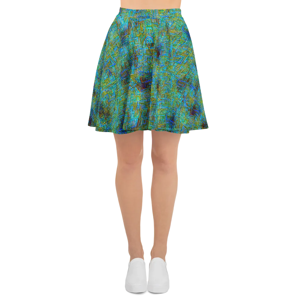 Neon Blueprint on Skater Skirt — Front
