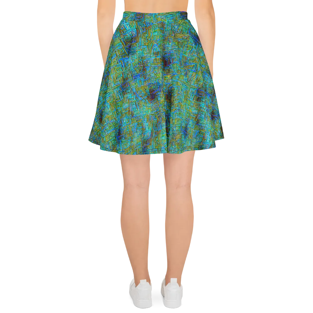 Neon Blueprint on Skater Skirt — Back