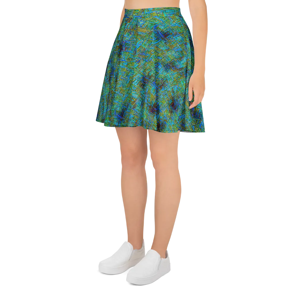 Neon Blueprint on Skater Skirt — Left