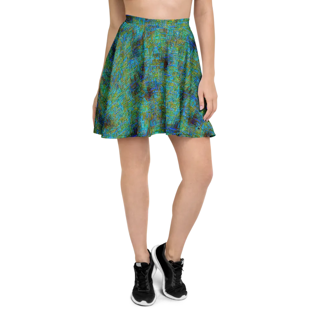 Neon Blueprint on Skater Skirt — Front
