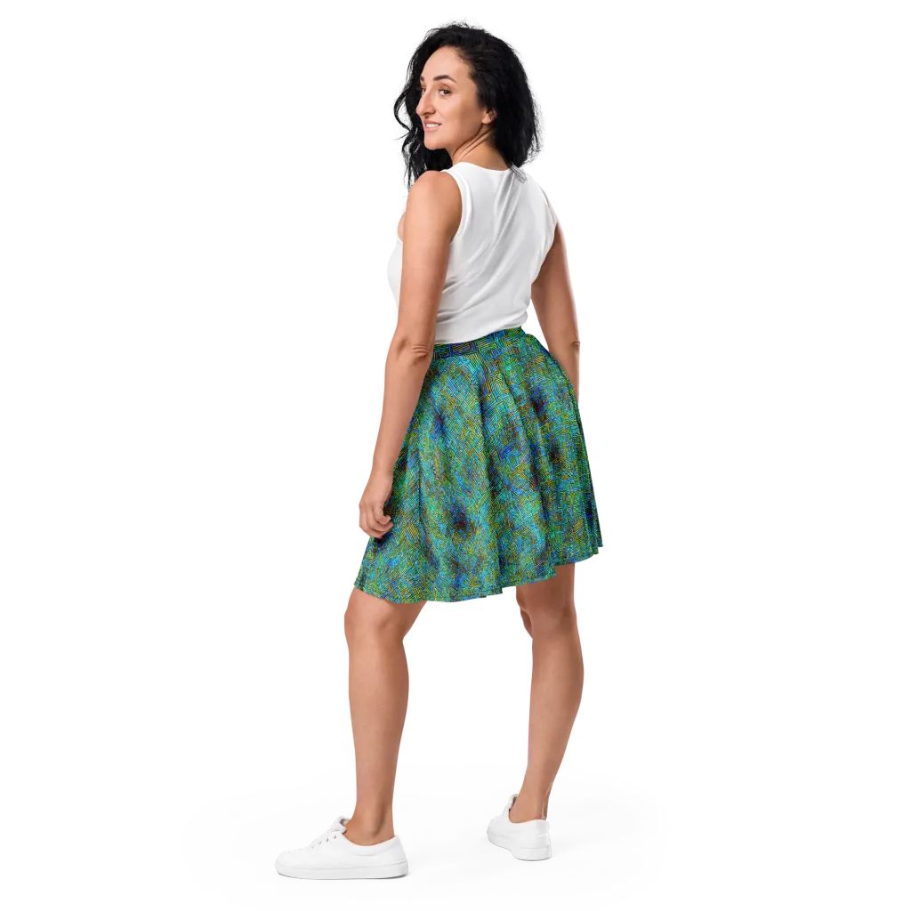 Neon Blueprint on Skater Skirt — Back
