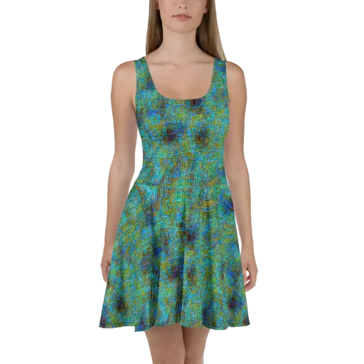 Neon Blueprint on a Skater Dress