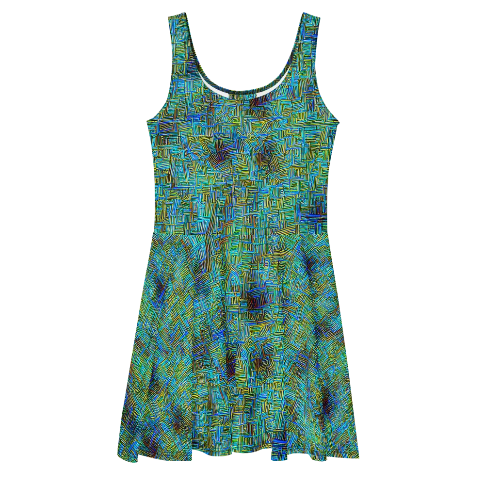 Neon Blueprint on Skater Dress — Front