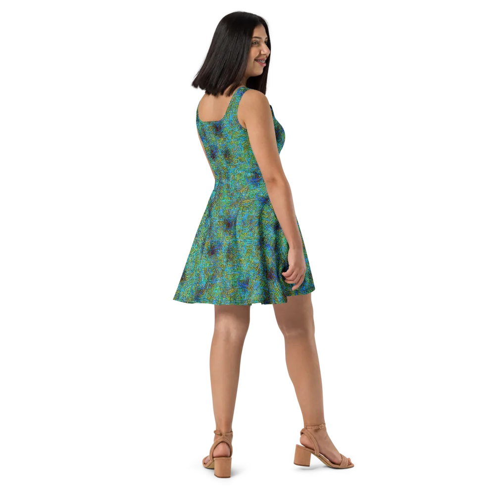 Neon Blueprint on Skater Dress — Right