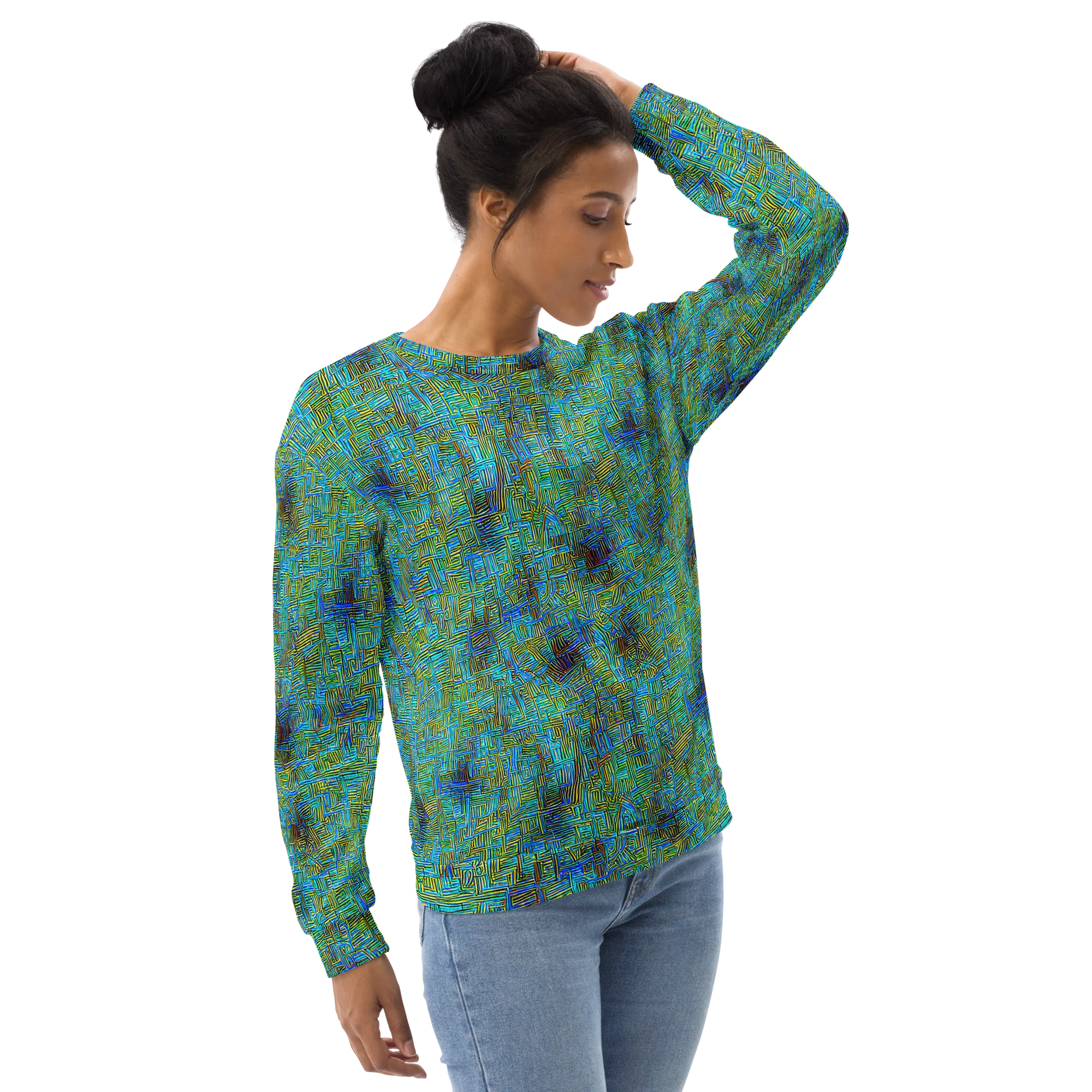 Neon Blueprint on Sweatshirt — Right Front