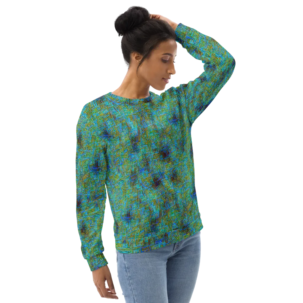 Neon Blueprint on Sweatshirt — Right Front