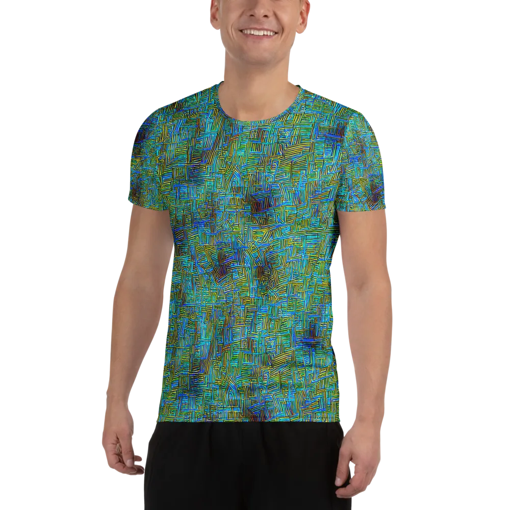 Neon Blueprint on Men's Athletic T-Shirt — Front