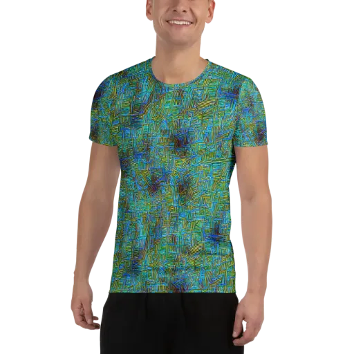 Neon Blueprint on a Men's Athletic T-Shirt