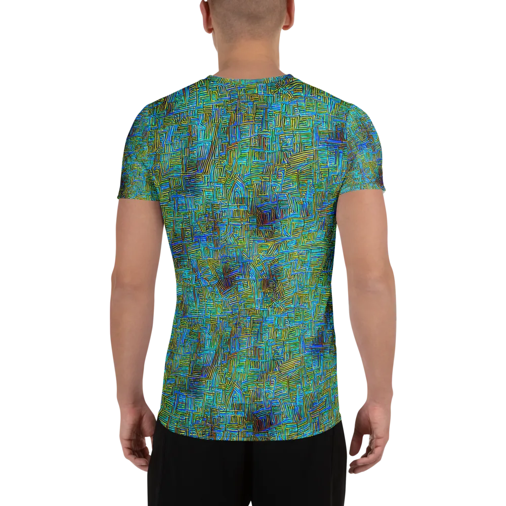 Neon Blueprint on Men's Athletic T-Shirt — Back