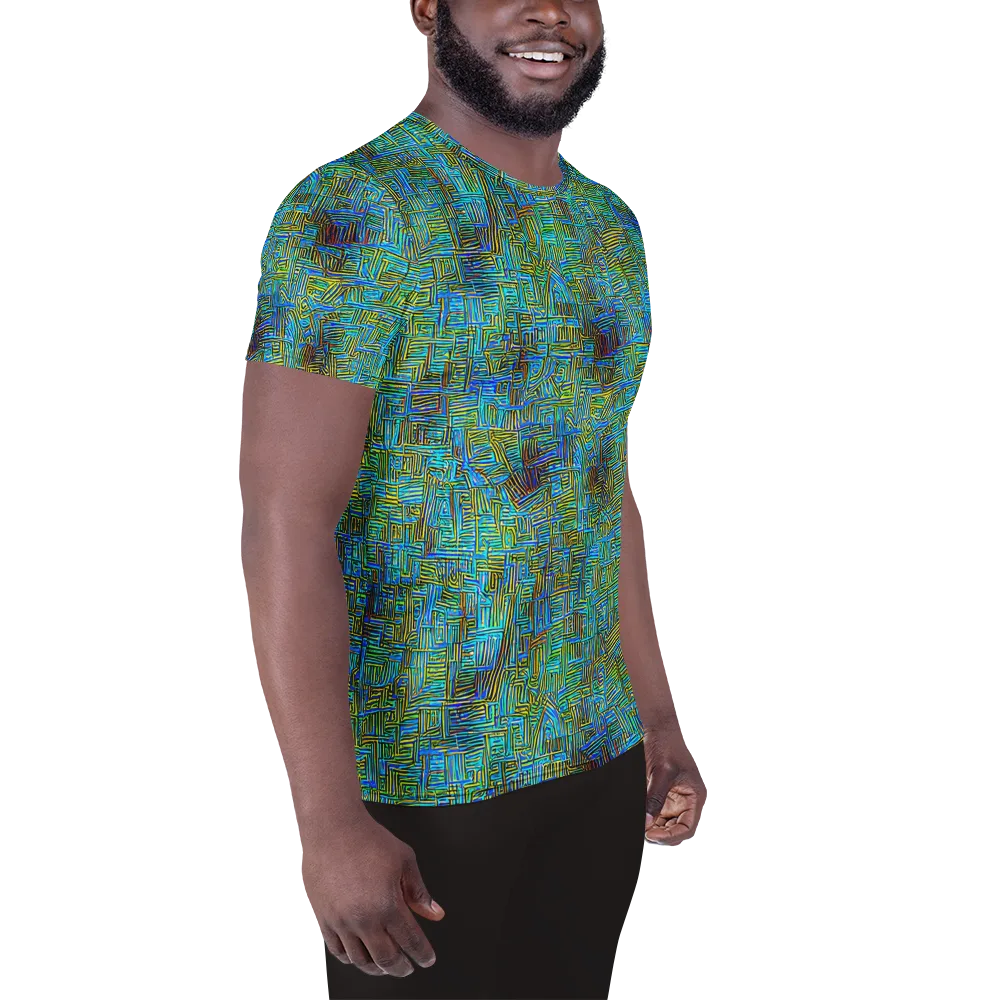 Neon Blueprint on Men's Athletic T-Shirt — Right