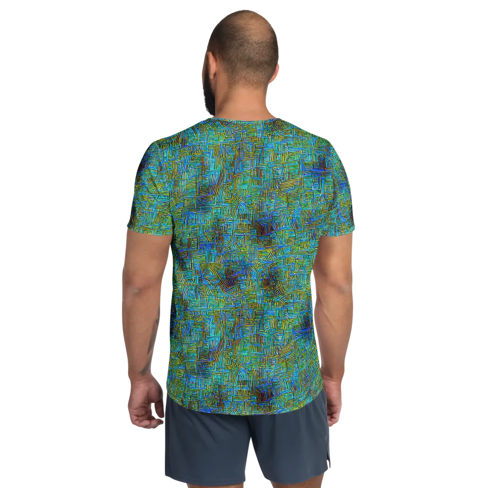 Neon Blueprint on Men's Athletic T-Shirt — Back