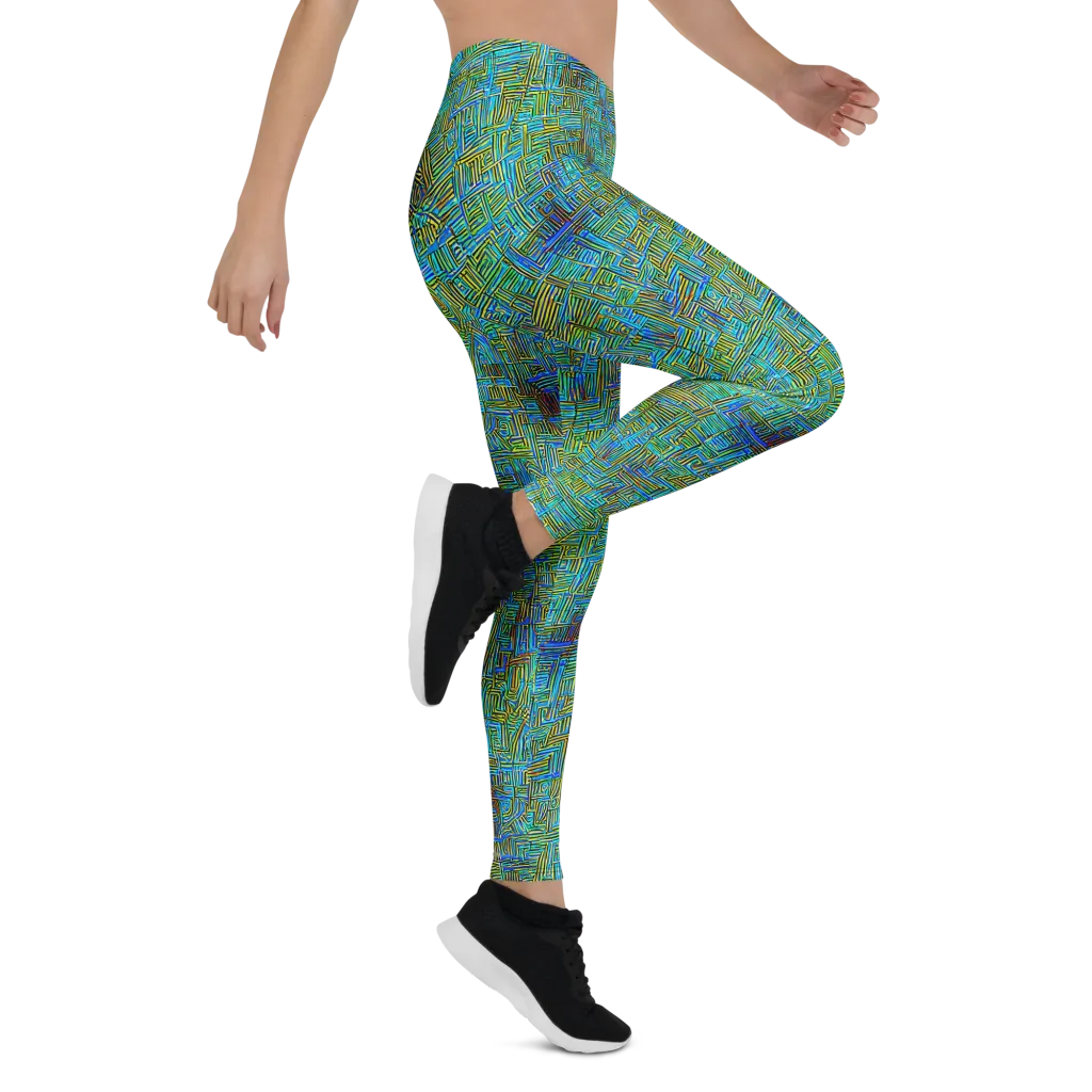 Neon Blueprint on Leggings — Right