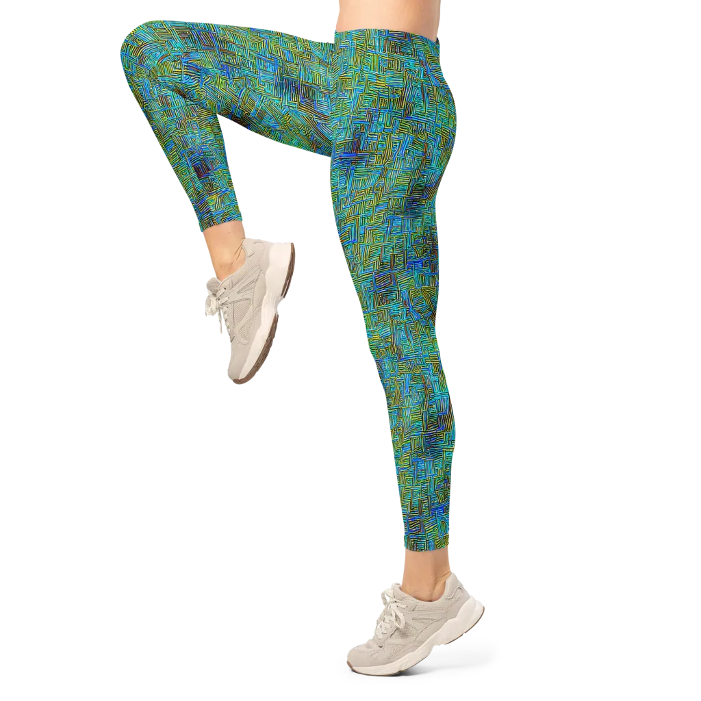 Neon Blueprint on Leggings — Left