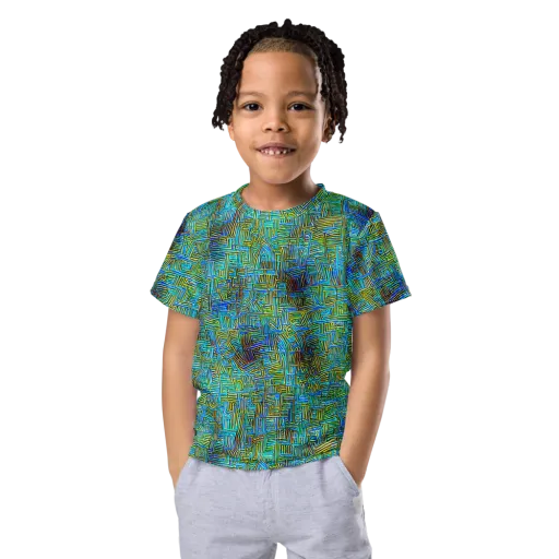 Neon Blueprint on a Kids Crew Neck T-Shirt