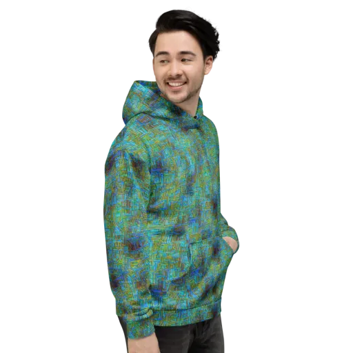 Neon Blueprint on a Hoodie