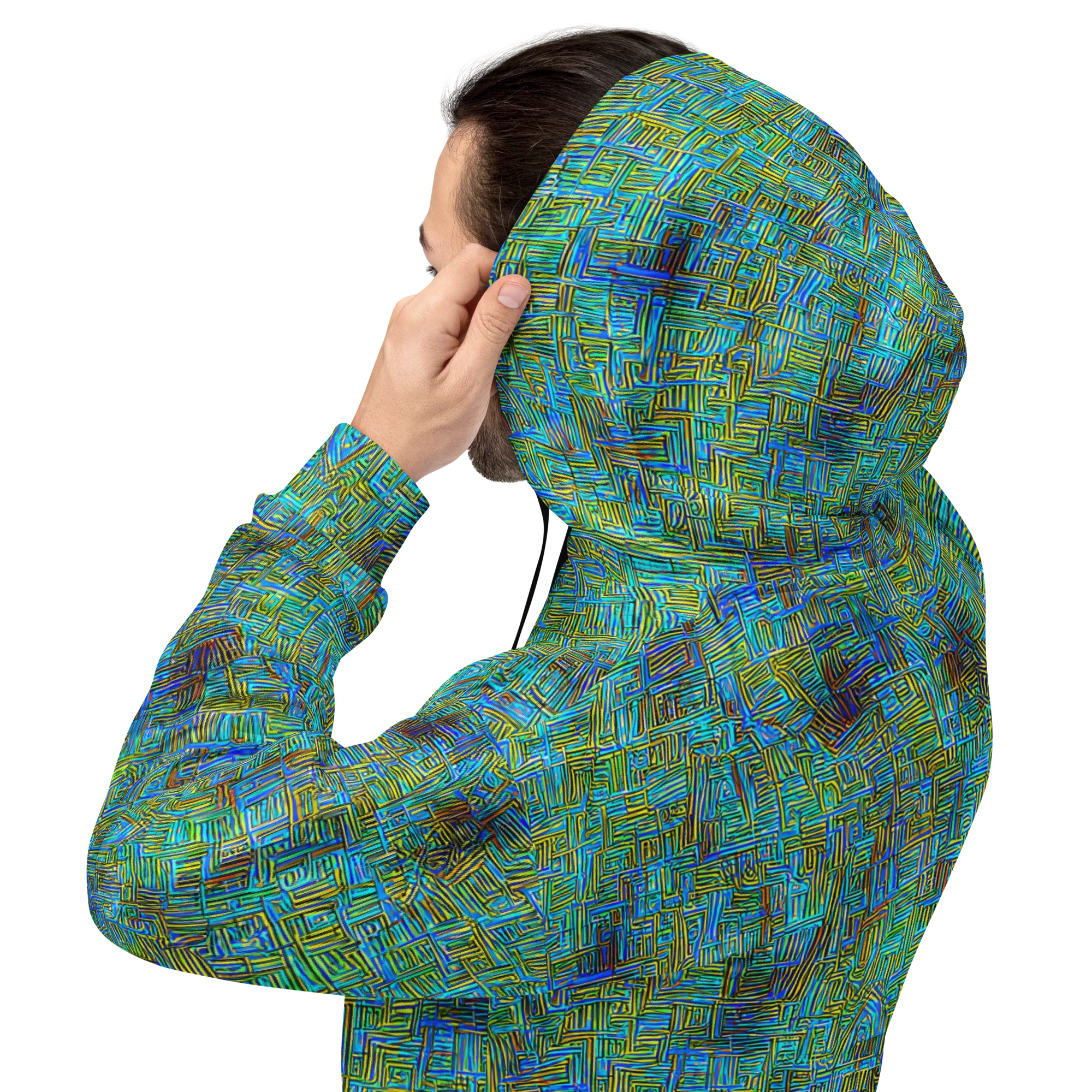 Neon Blueprint on Hoodie — Back