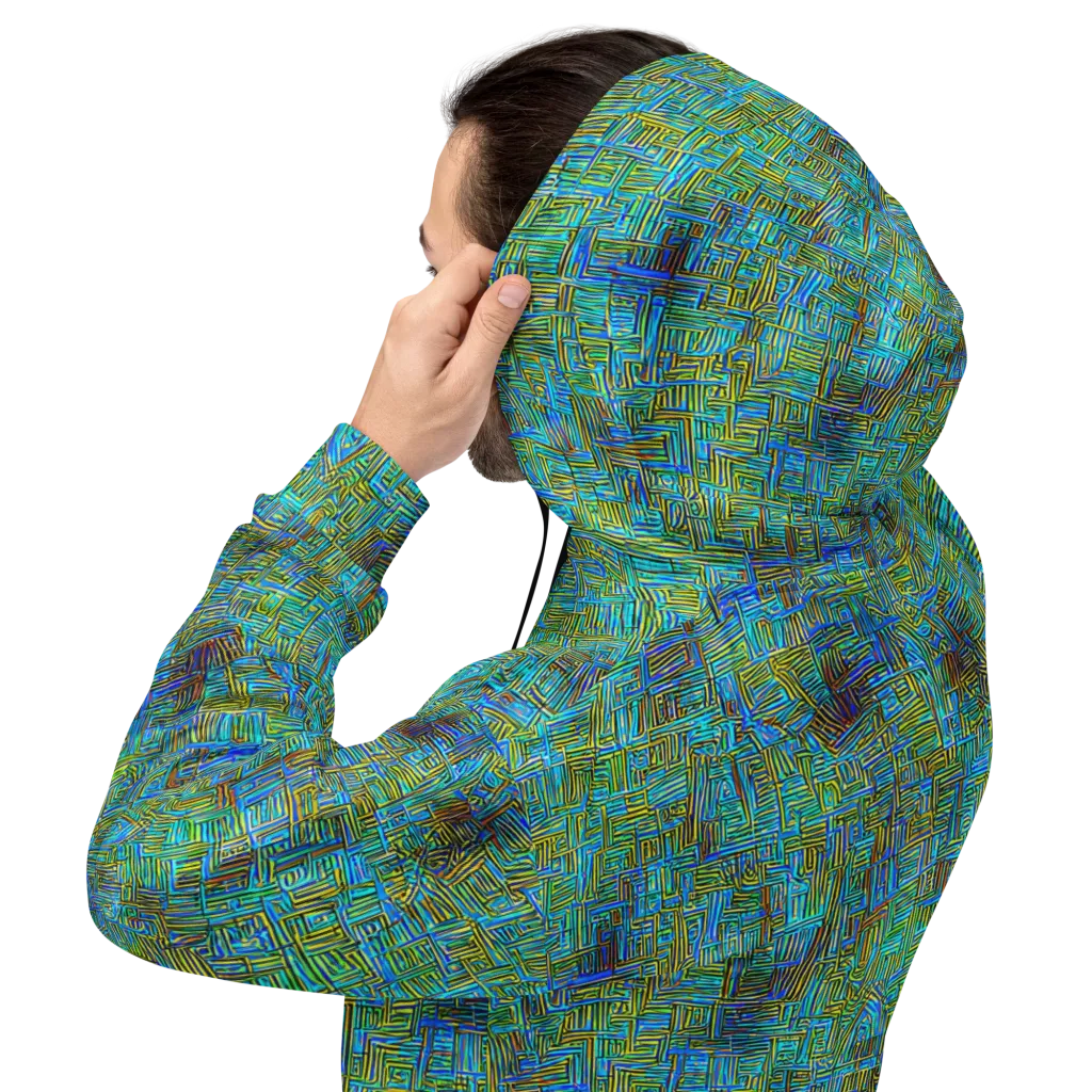 Neon Blueprint on Hoodie — Back