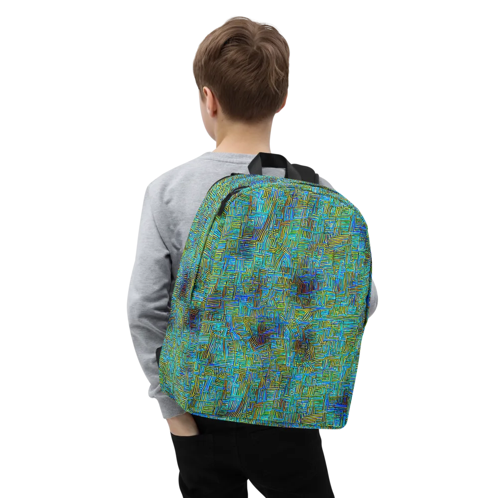 Neon Blueprint on Minimalist Backpack — Zoomed-in