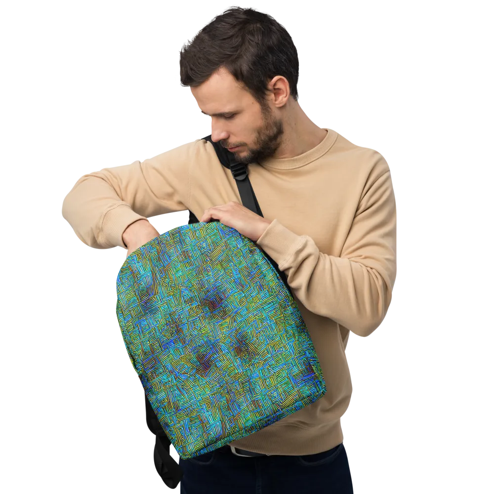 Neon Blueprint on Minimalist Backpack — Front