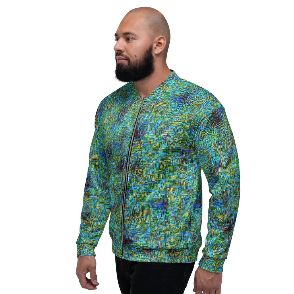 Neon Blueprint on Bomber Jacket — Left