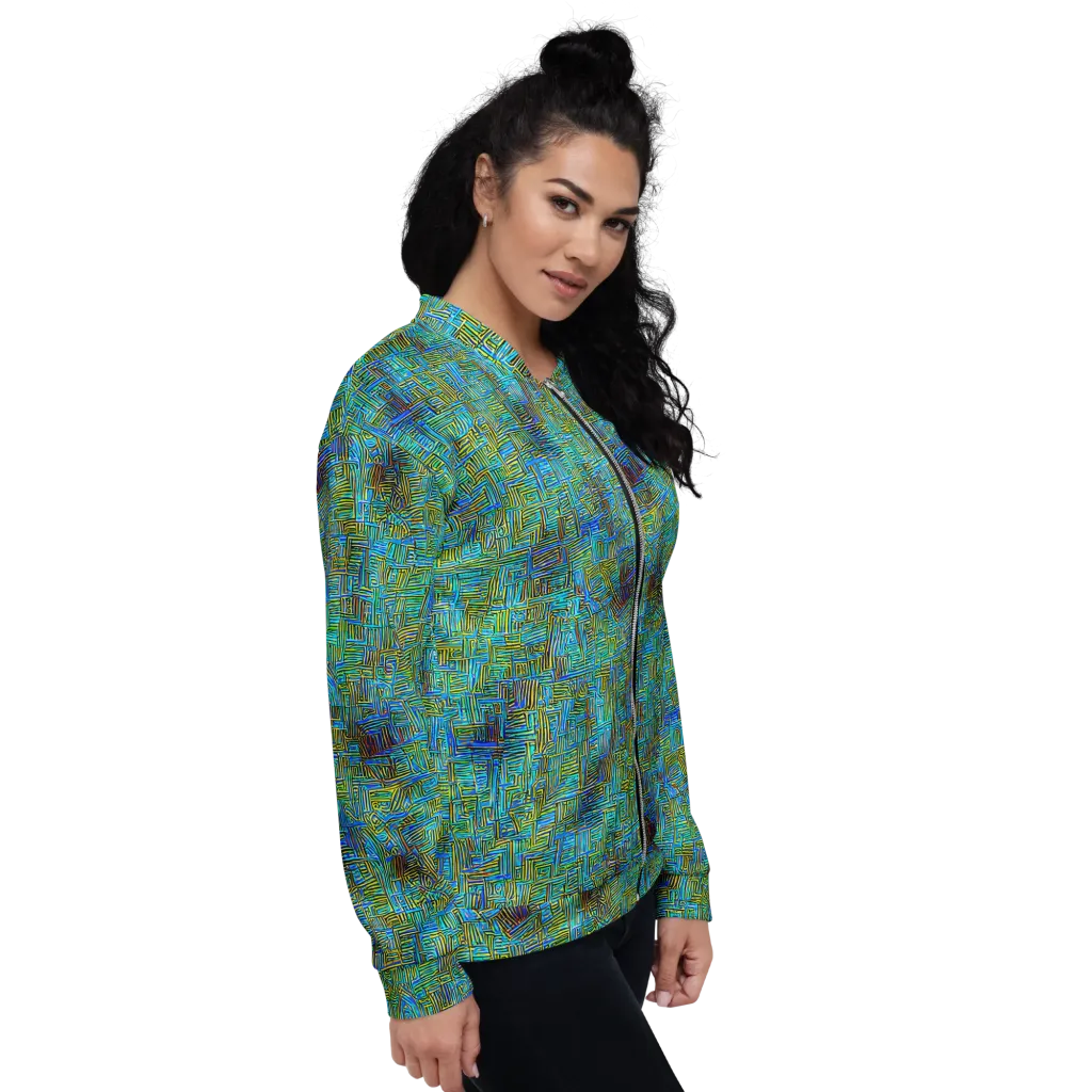 Neon Blueprint on Bomber Jacket — Right