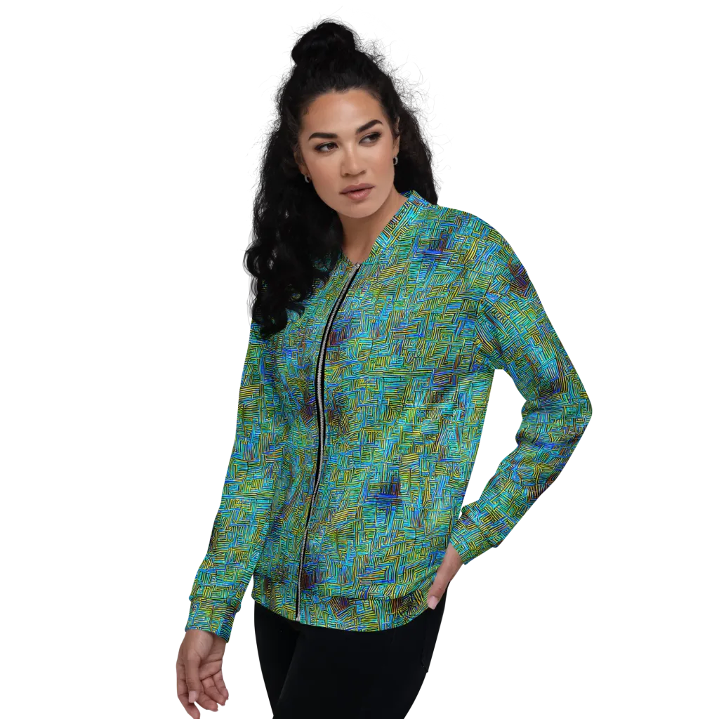 Neon Blueprint on Bomber Jacket — Left