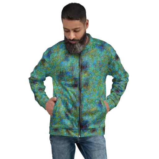 Neon Blueprint on a Bomber Jacket