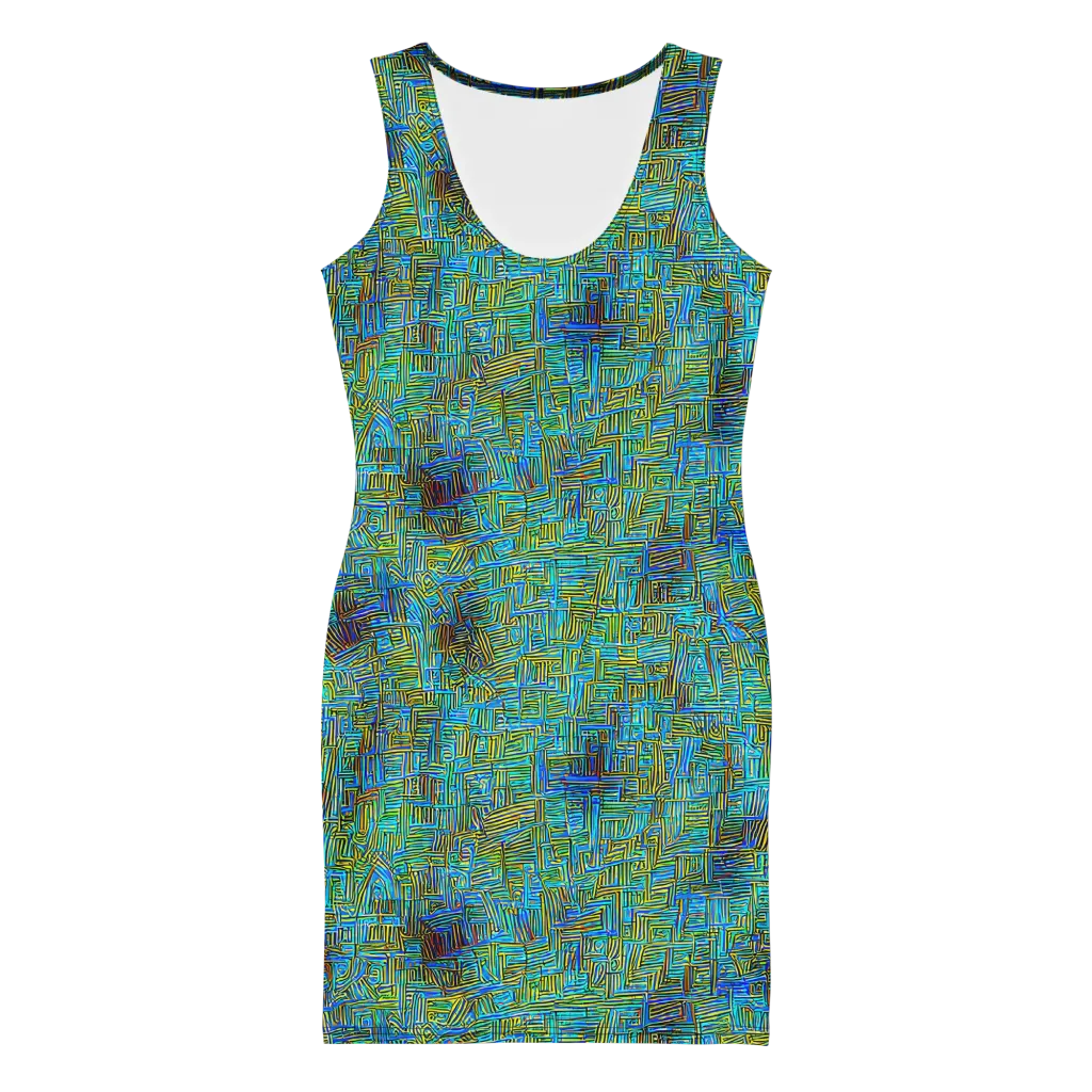 Neon Blueprint on Bodycon Dress — Front