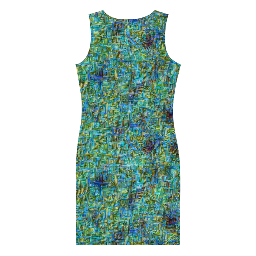 Neon Blueprint on Bodycon Dress — Back