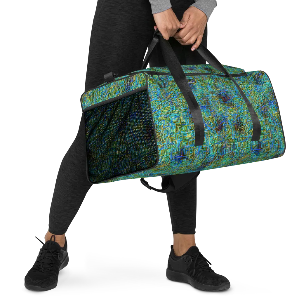 Neon Blueprint on Duffle Bag — Right Front
